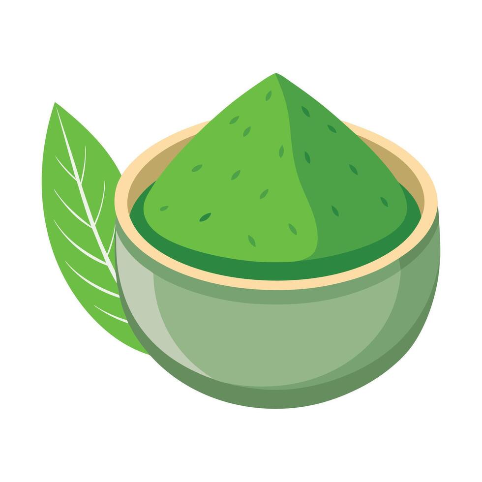 matcha powder green tea illustration vector