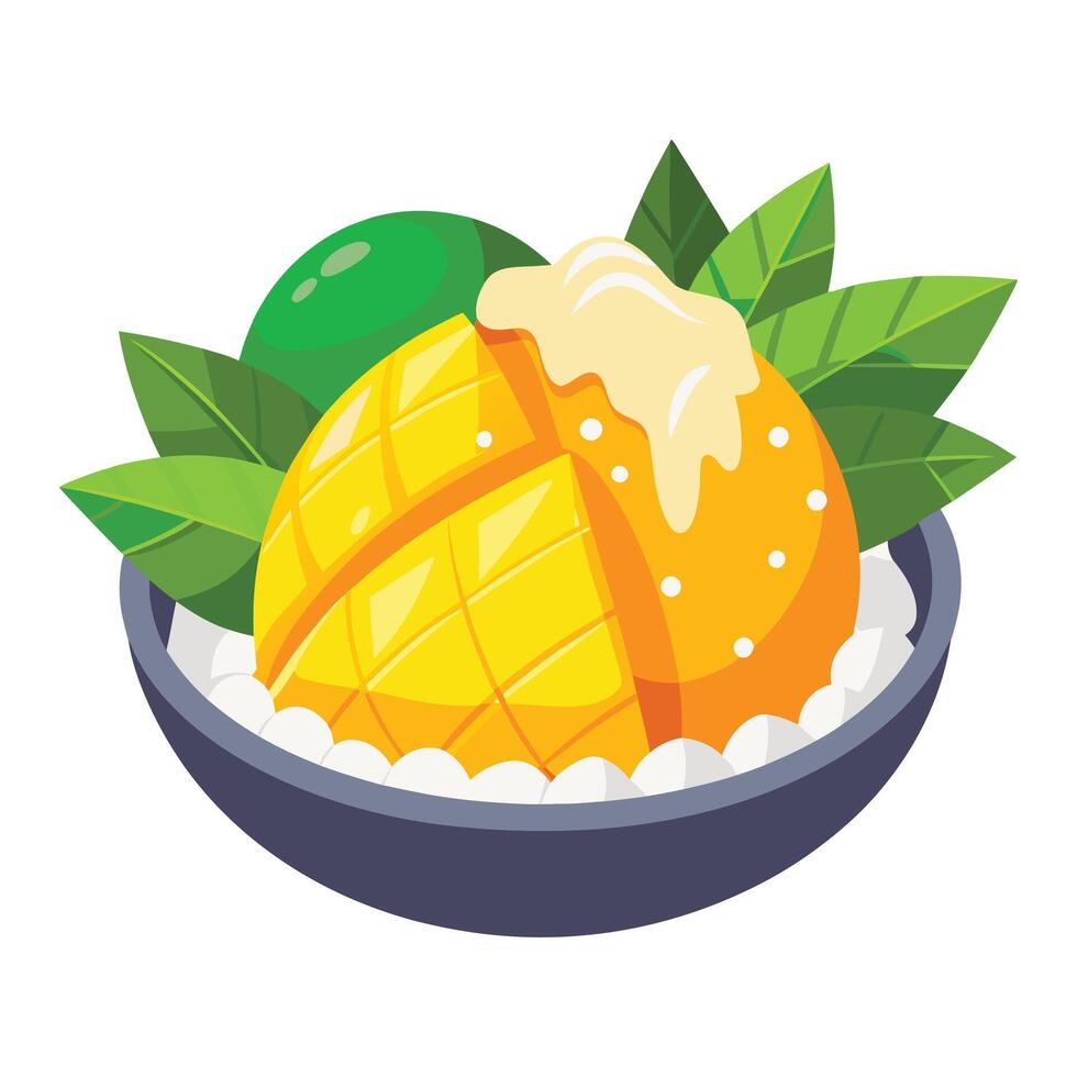 mango sticky rice thai dessert illustration vector