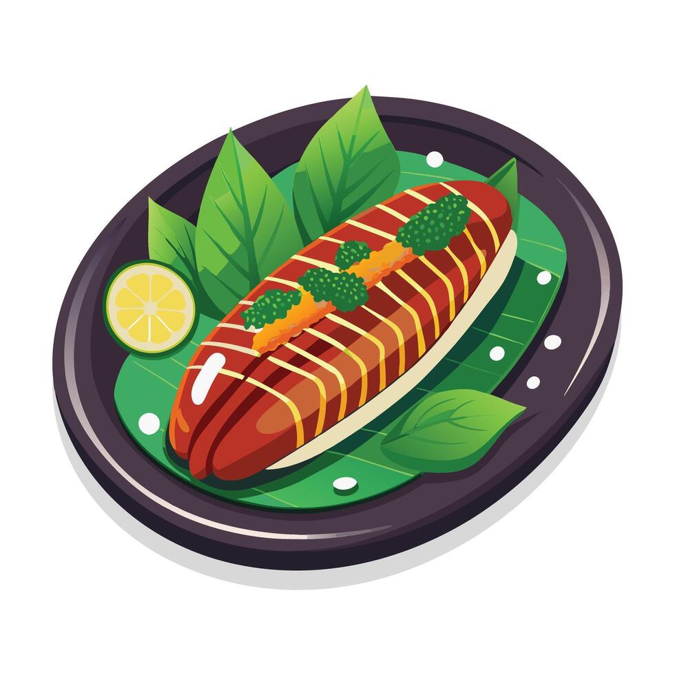 unagi grilled eel japanese food isolated illustration vector