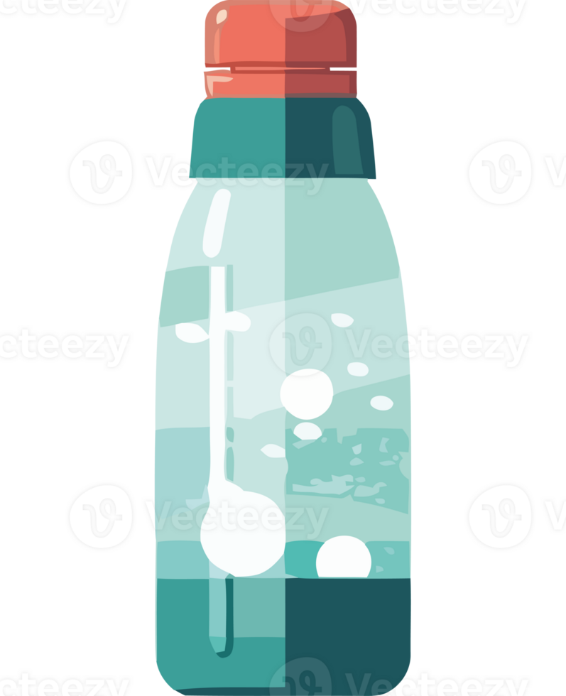 A bottle with bubbles and water inside png