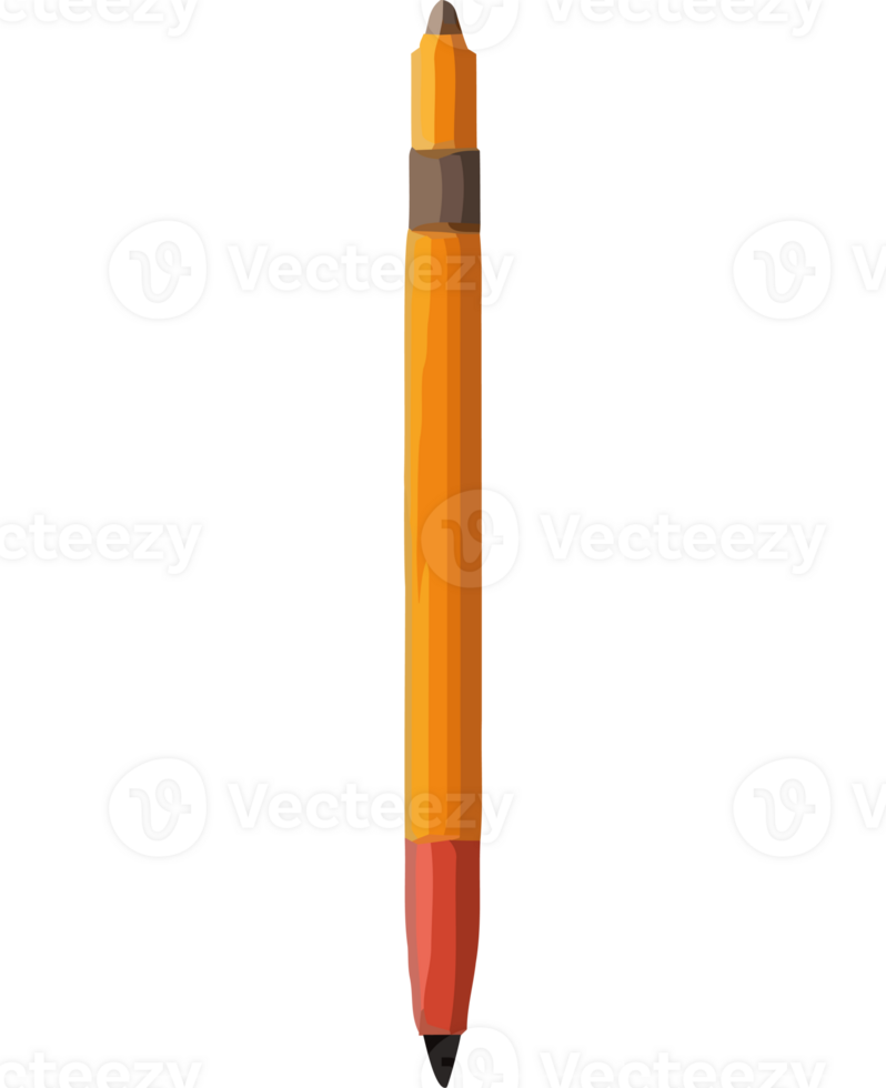 A pencil with a black tip and a red tip png