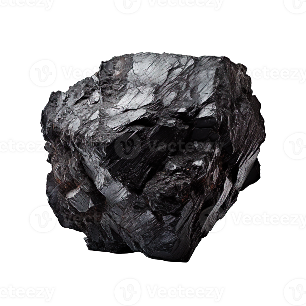 A solid piece of coal isolated on transparent background png