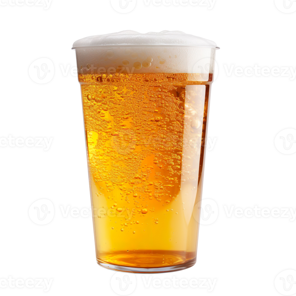 Beer in a plastic cup isolated on transparent background png