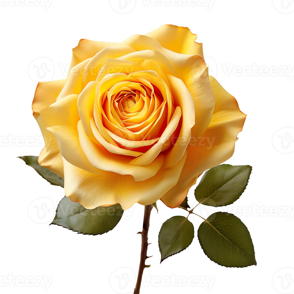 A yellow rose isolated on transparent background png