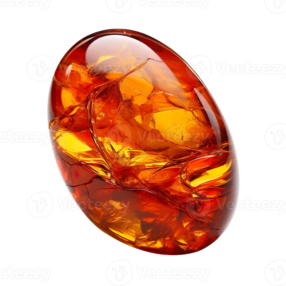 An orange amber gemstone isolated on transparent background png