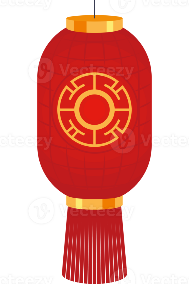 A red chinese lantern with a golden design png
