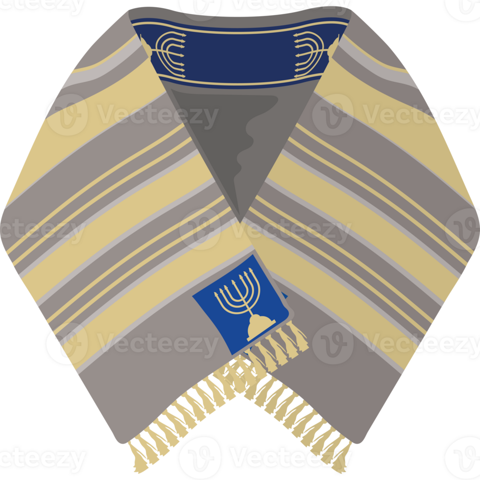 A jewish scarf with a blue and gold design png