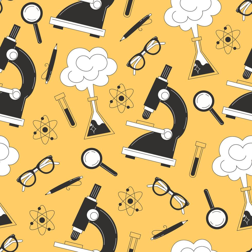 Seamless pattern with laboratory supplies vector