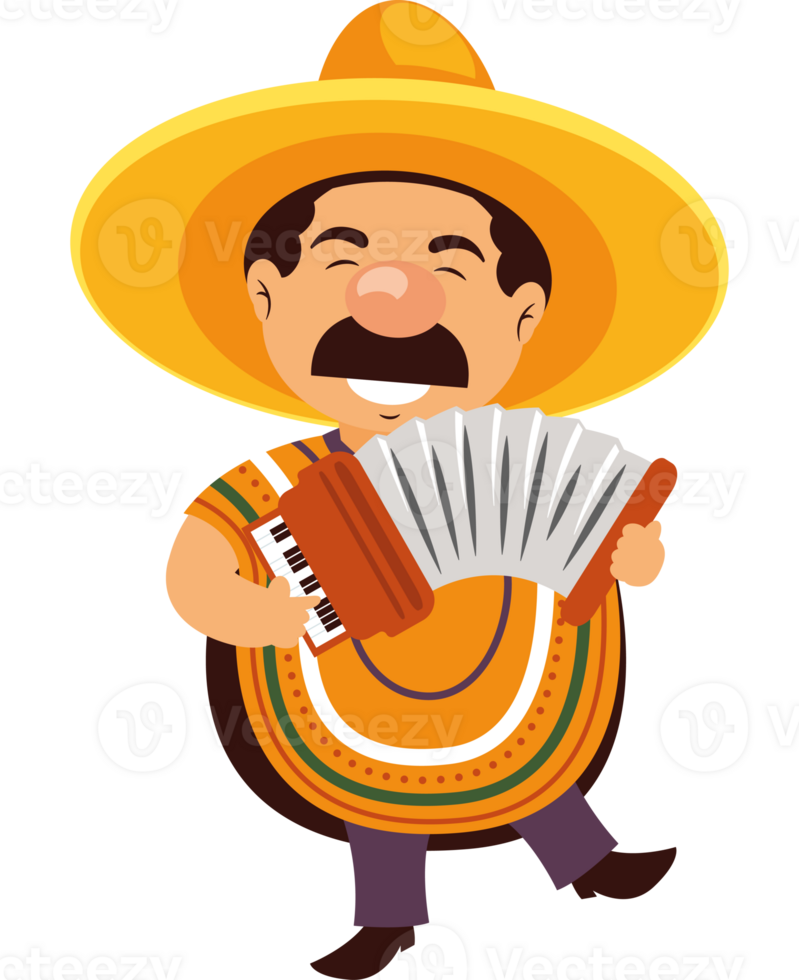 Mexican man playing accordion png