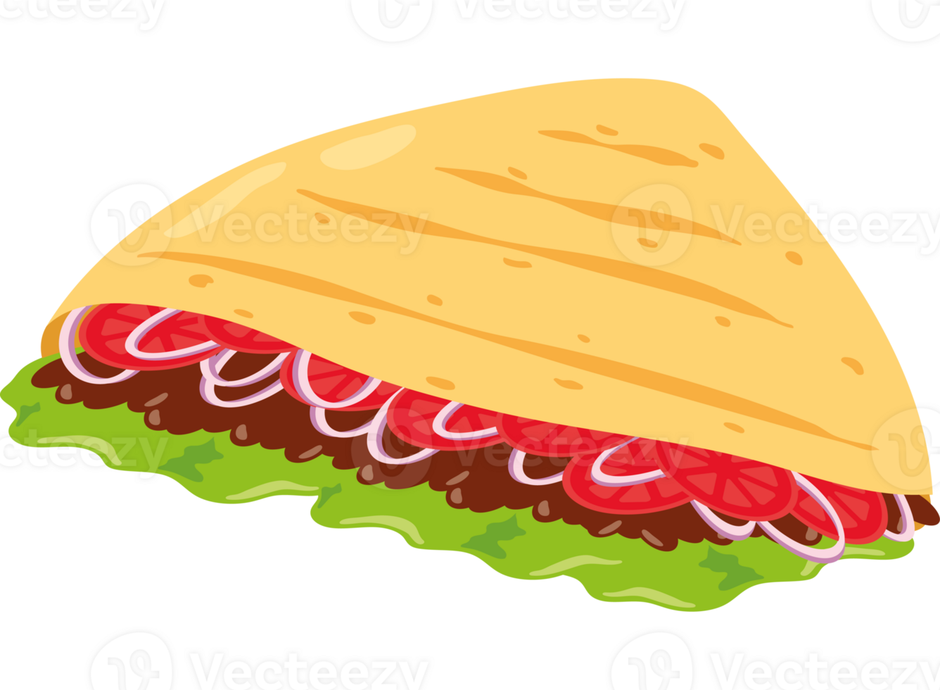 A taco with meat and lettuce on it png