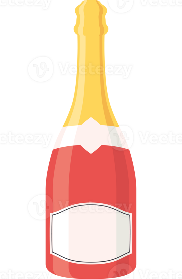 A bottle of champagne with a label on it png
