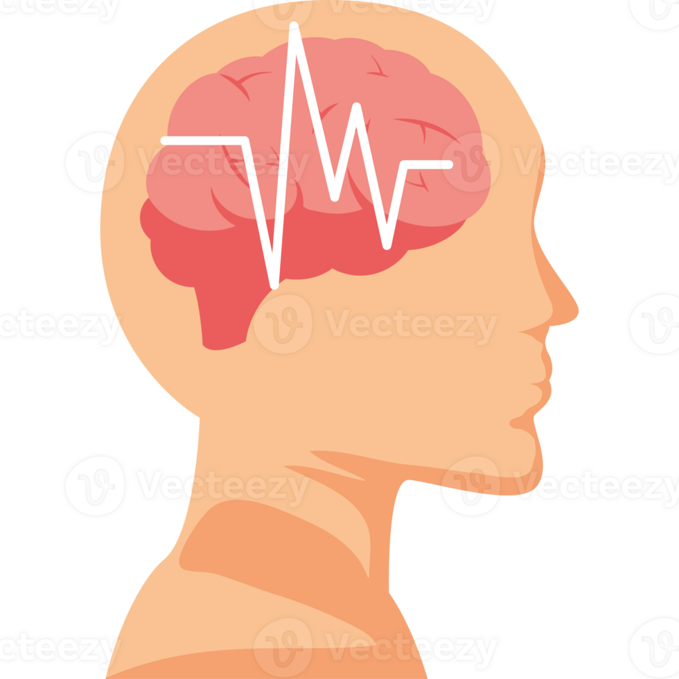 A person with a heart beat on their head png