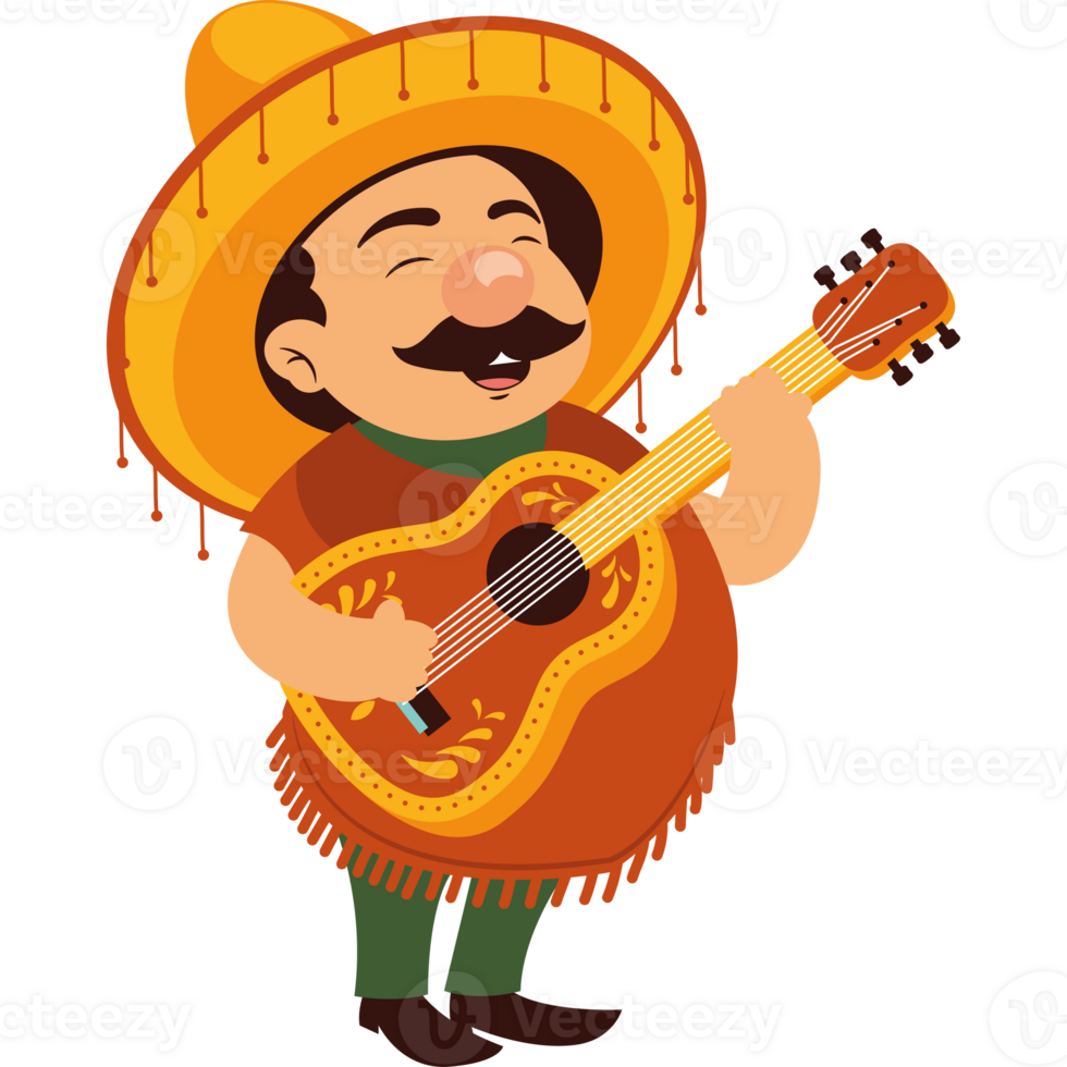 Mexican man playing guitar png