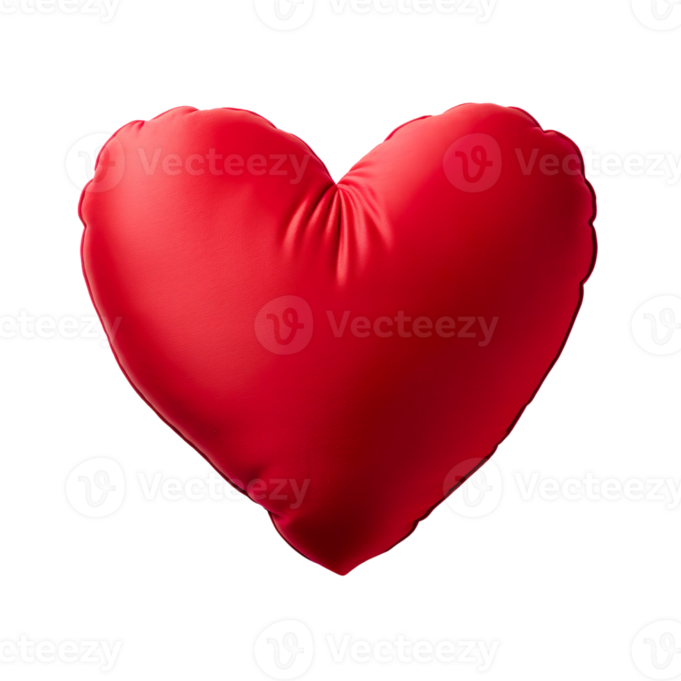 A red heart shaped pillow isolated on transparent background png