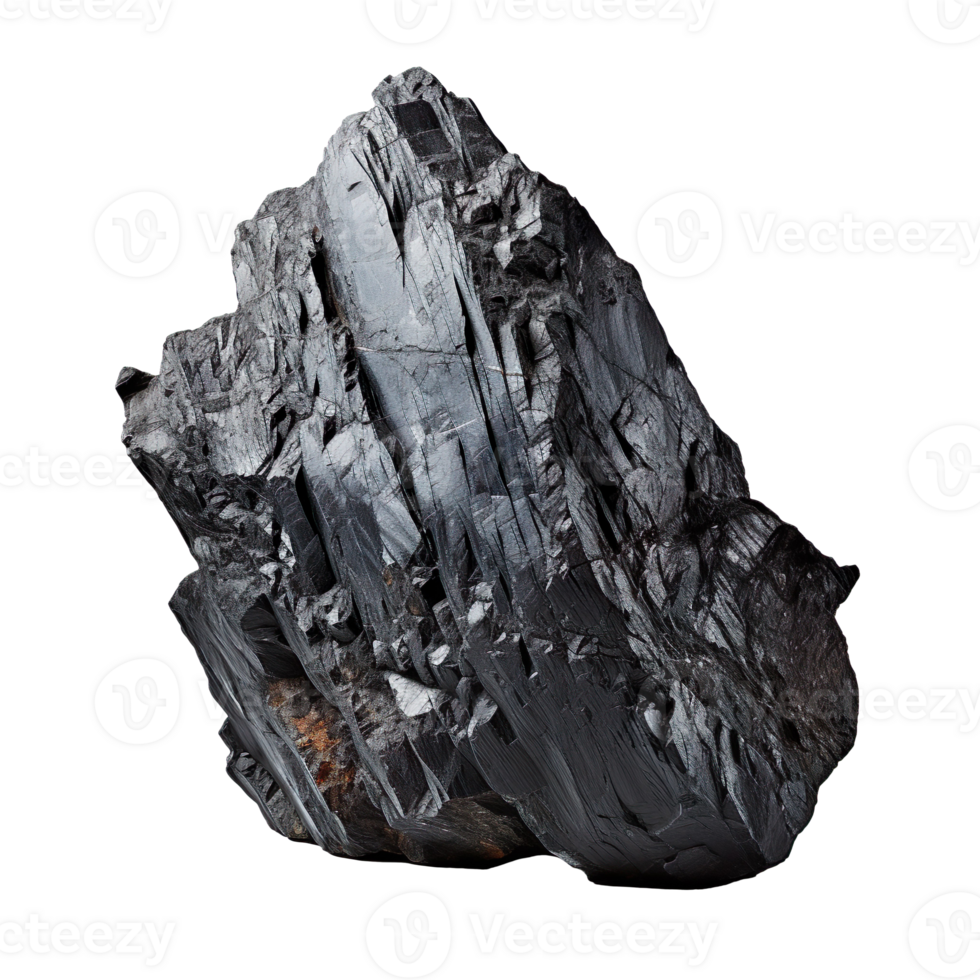 a black graphite rock stone isolated on transparent background png
