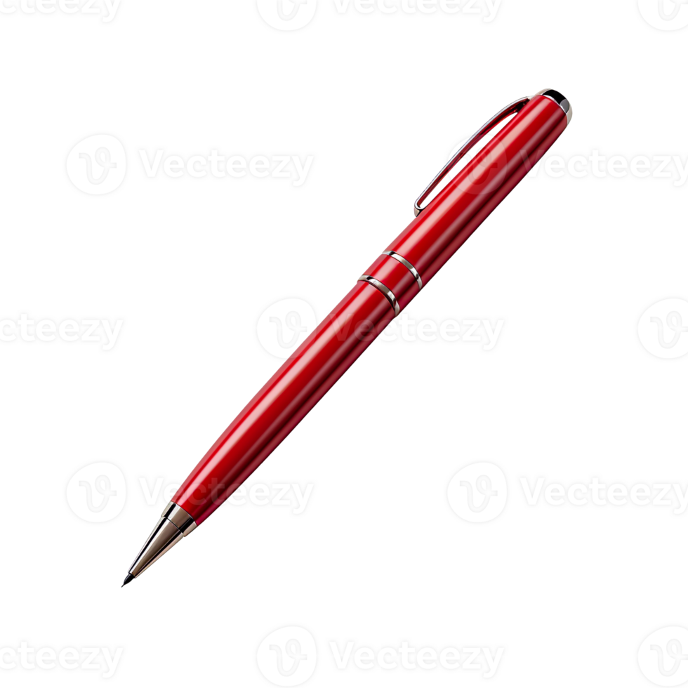 A red ballpoint pen isolated on transparent background png