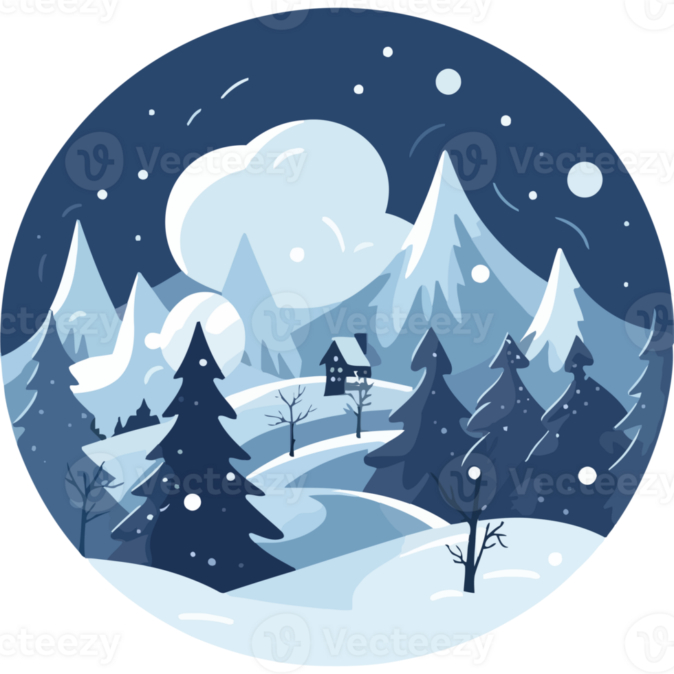 Winter landscape with snow and trees png