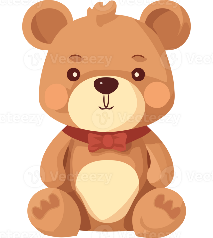 A cartoon brown teddy bear with a red bow tie png