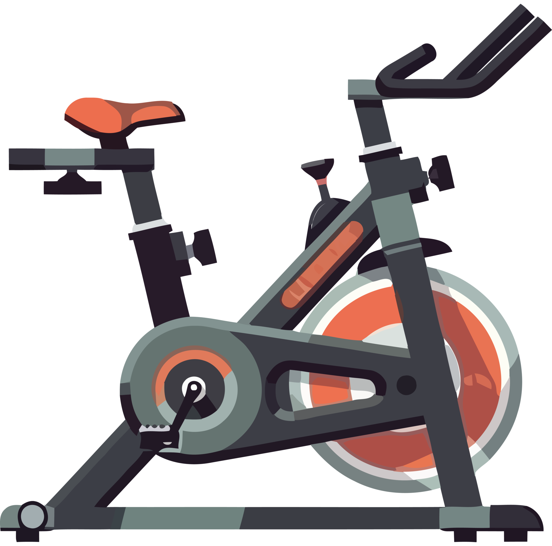 An exercise bike with a red seat 49350305 PNG