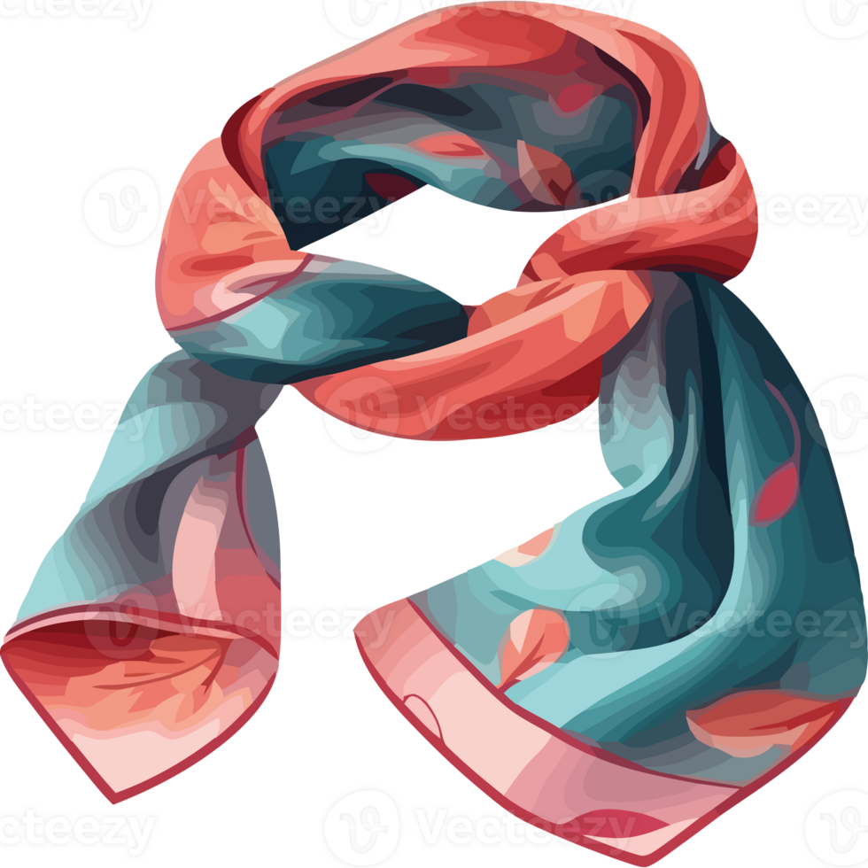 A scarf with a red and blue pattern png