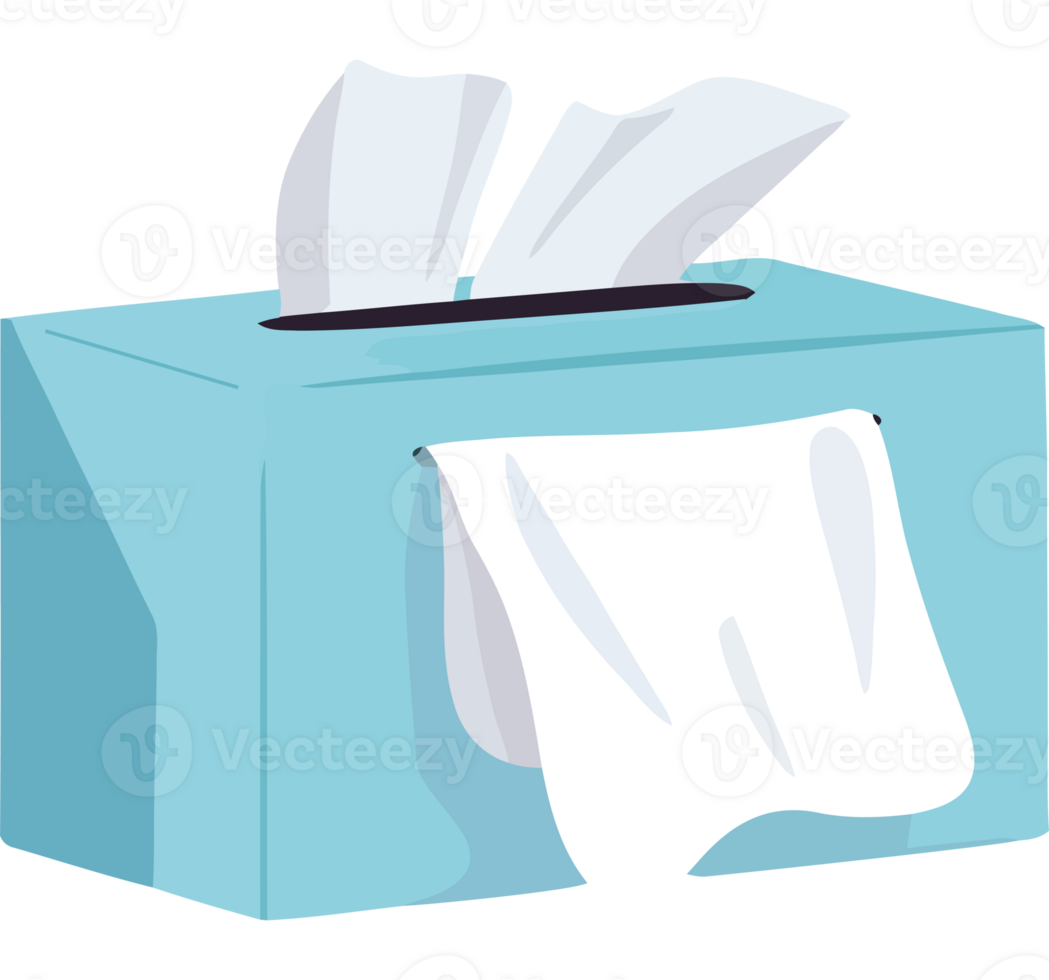 A blue box with a tissue in it png