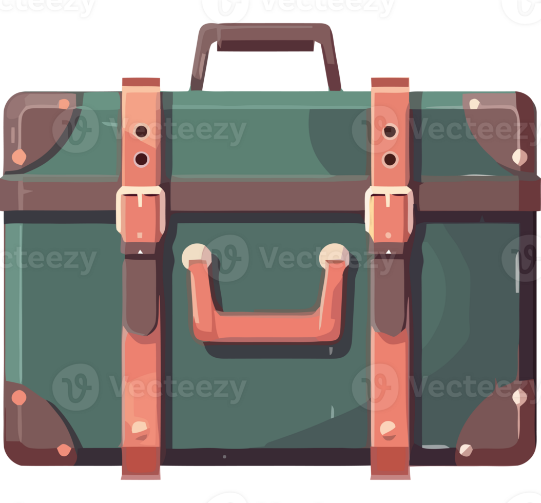 An old suitcase with brown straps png
