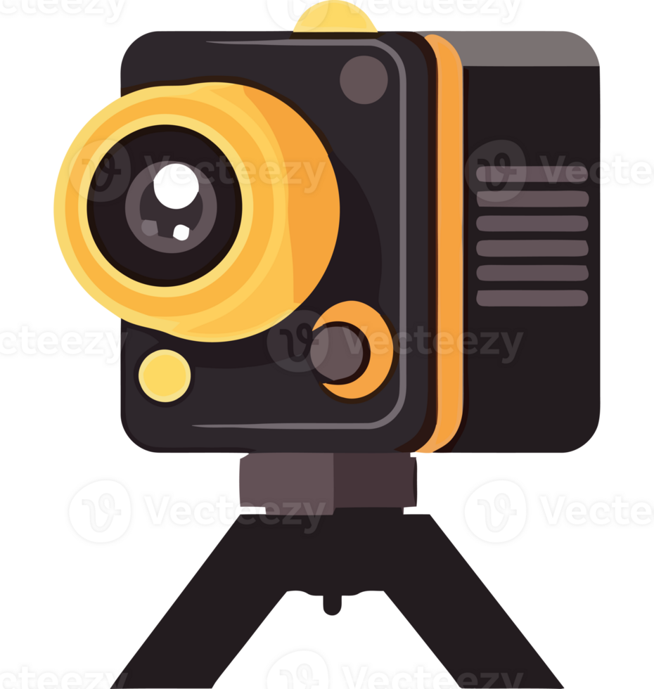 A camera with a yellow lens on top png