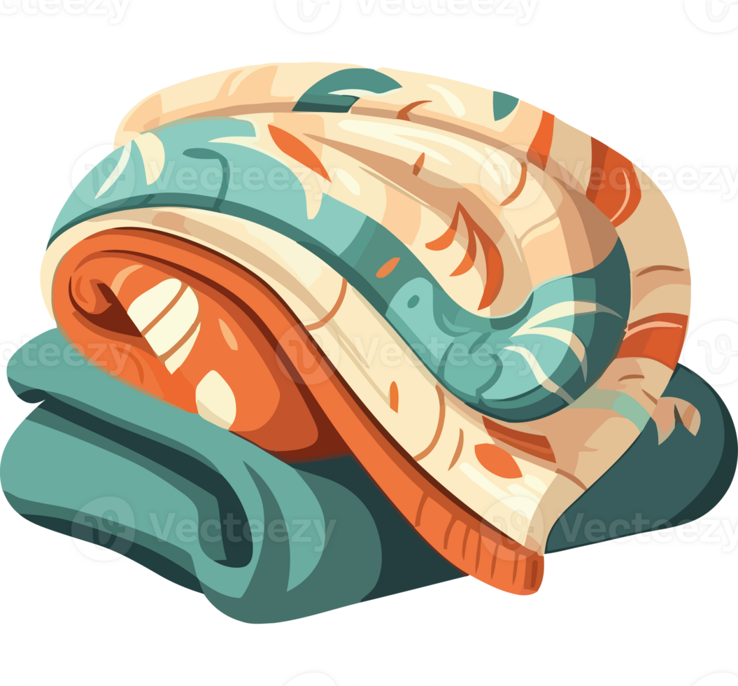 A folded blanket with a colorful pattern png