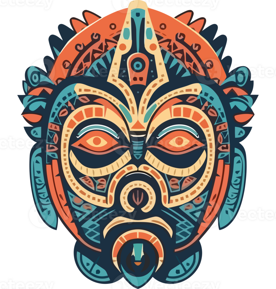 Tribal mask with tribal pattern png