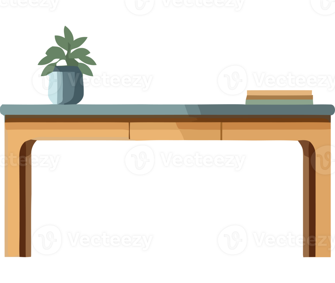 A table with a plant on it png