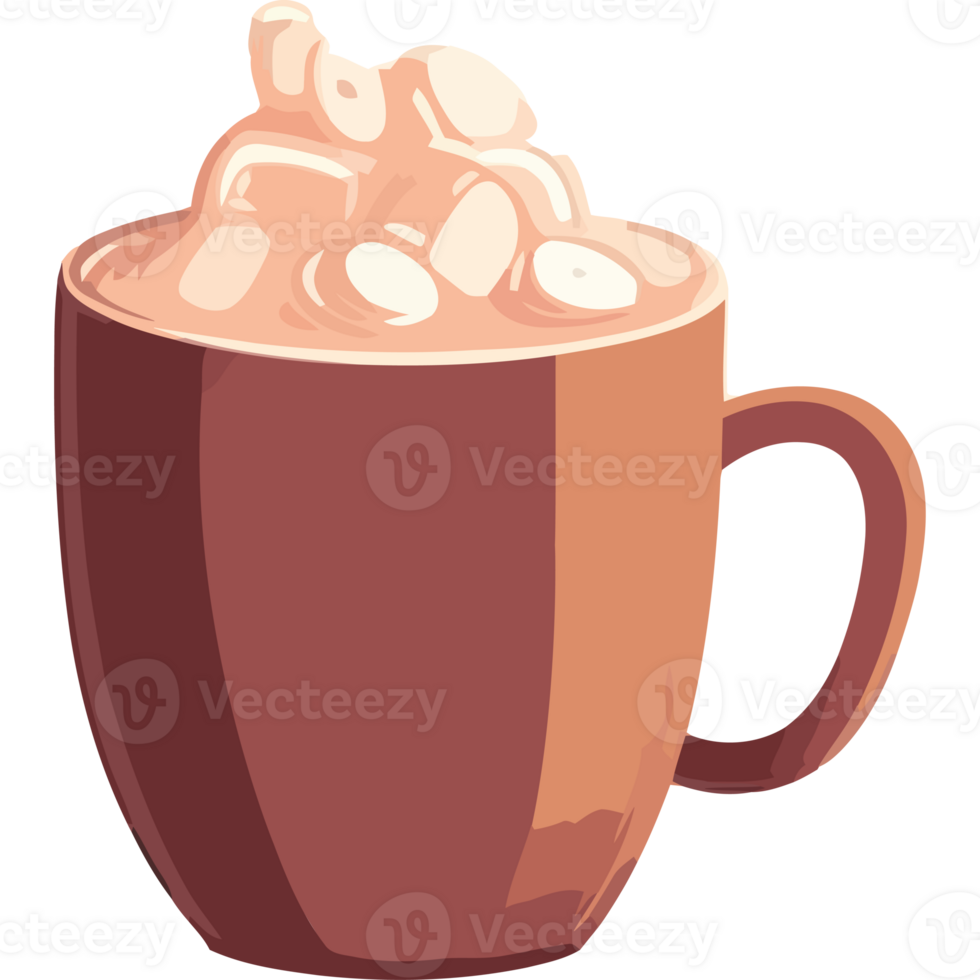 A cup of hot chocolate with marshmallows png