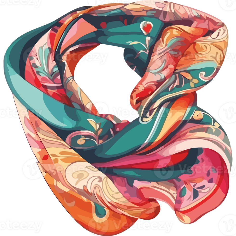 A colorful scarf with a pattern on it png