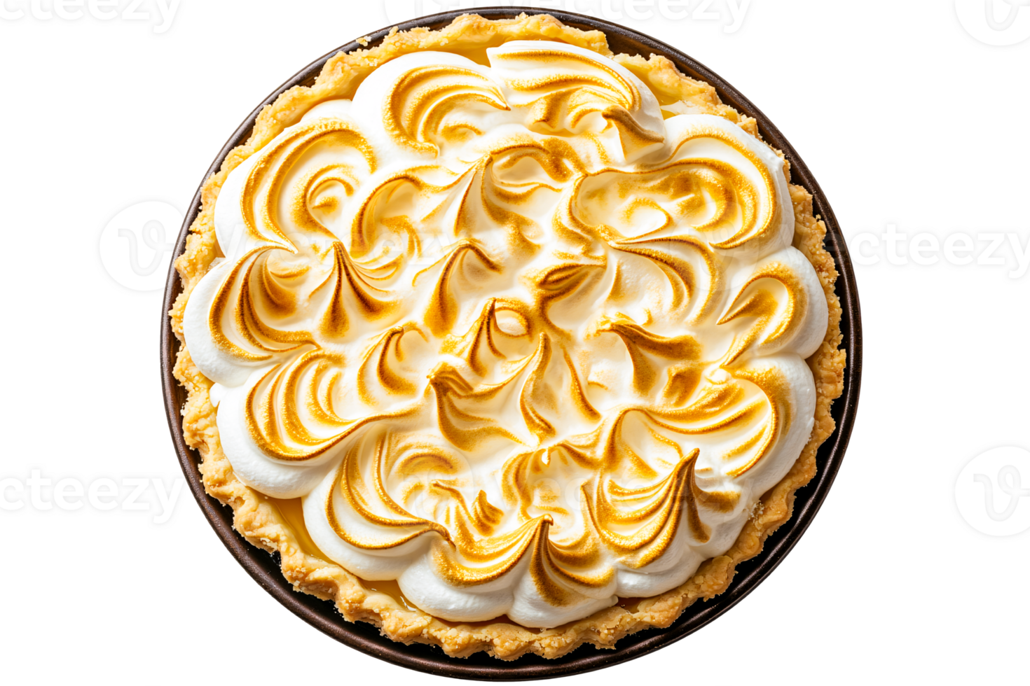 Lemon meringue pie isolated on transparent background for cut out png