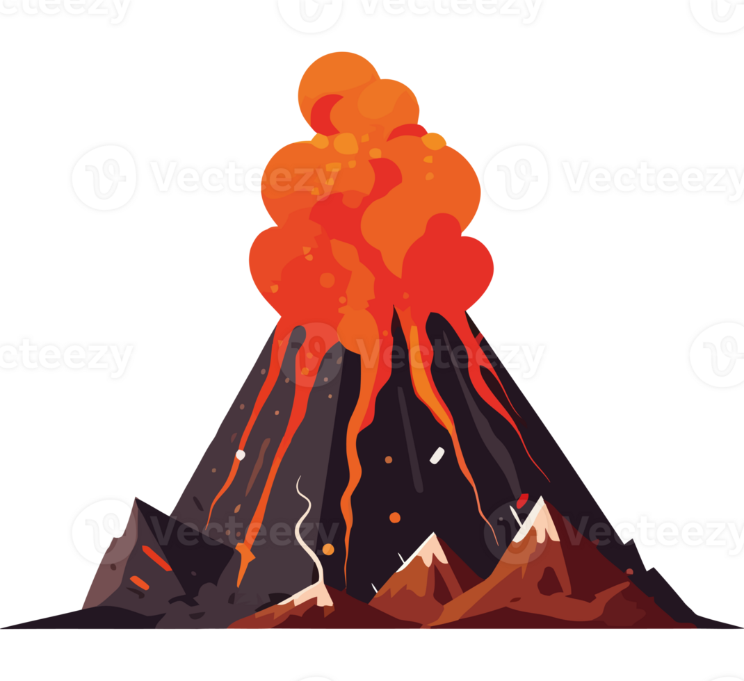 Volcano erupting with lava and smoke png