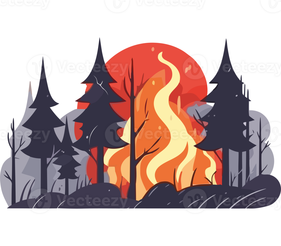 A cartoon illustration of a forest fire png