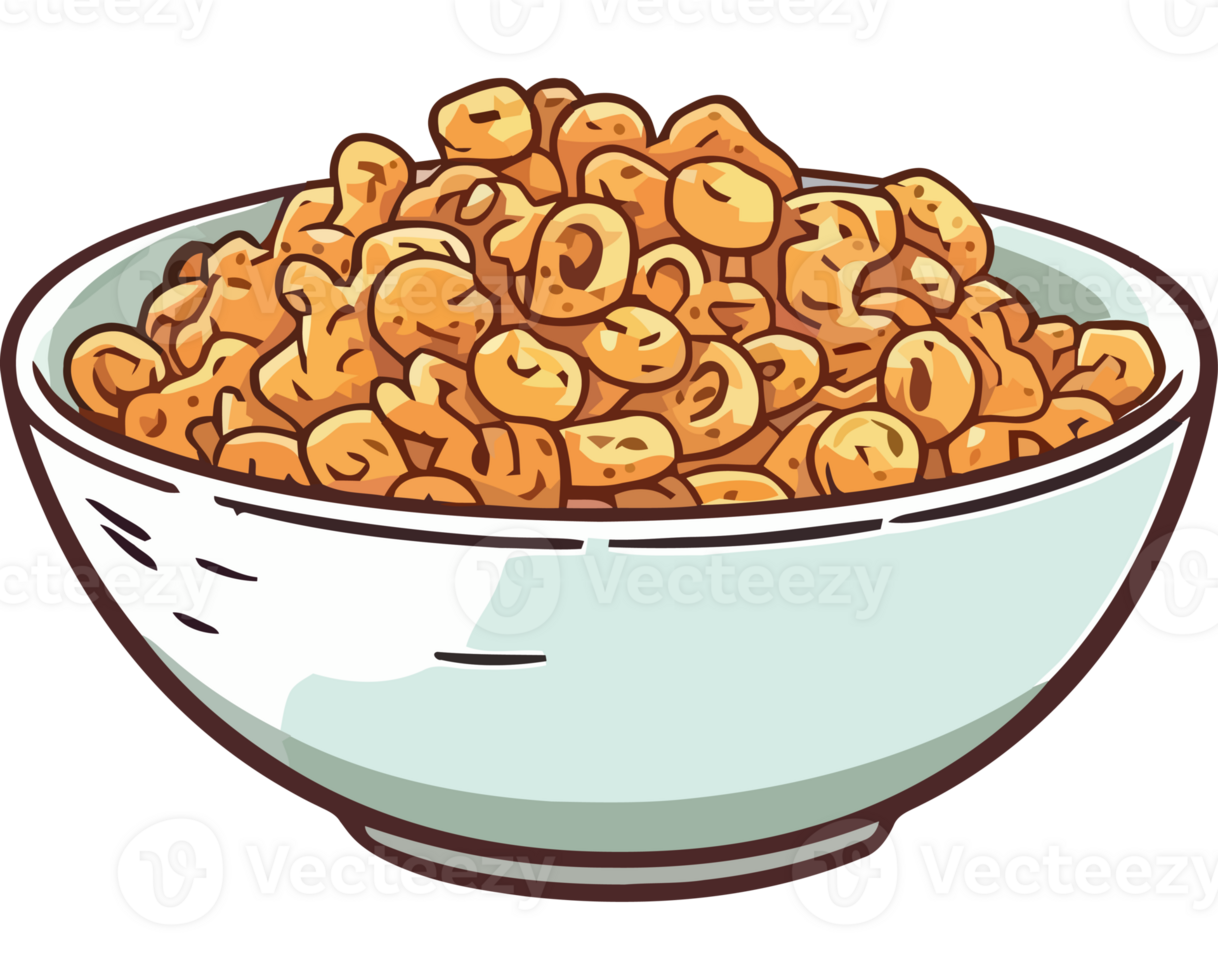 A bowl of cereal with nuts in it png