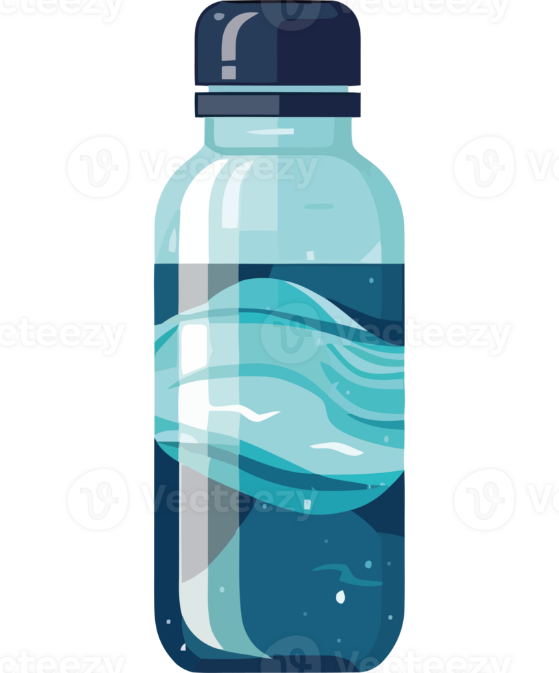 Water bottle with waves png