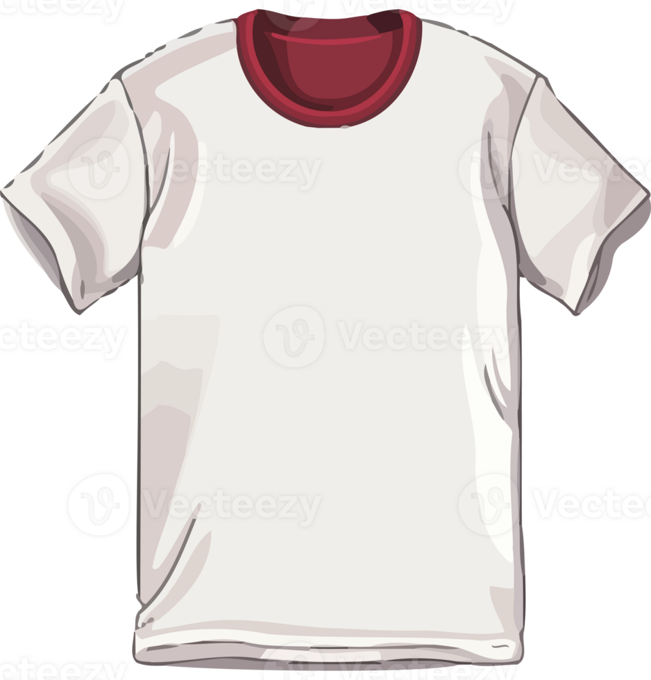 A white t - shirt with red trim png