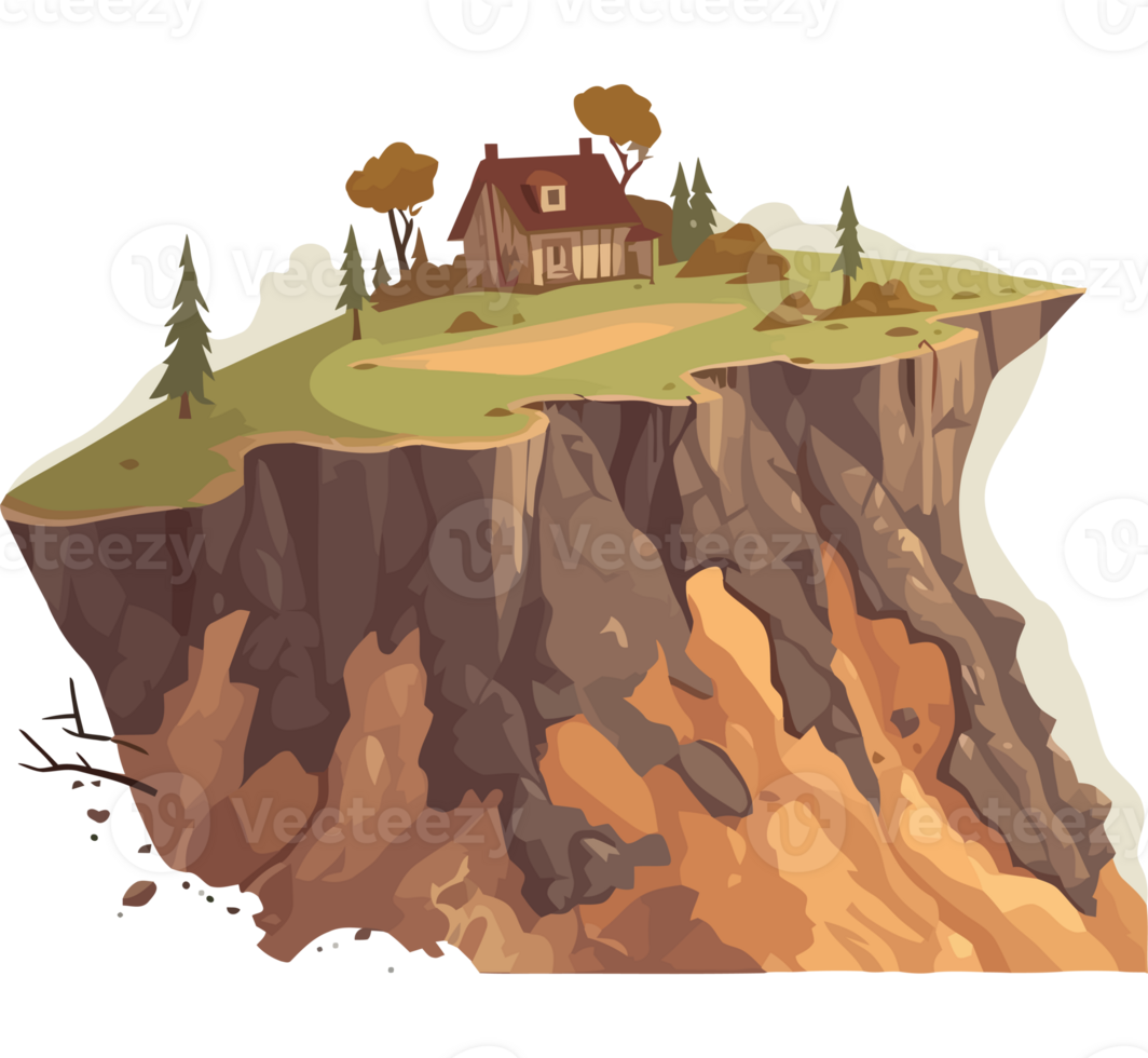 An island with a house on top of it png