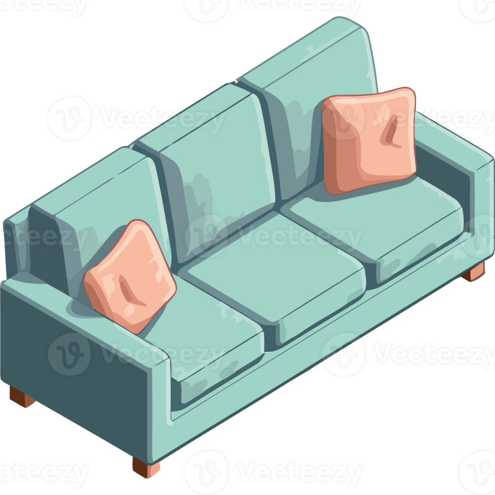 A couch with two pillows on it png