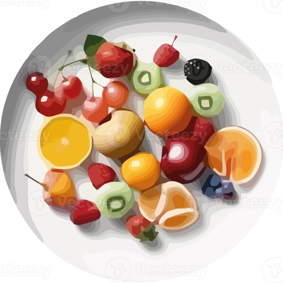 An illustration of a plate of fruit png
