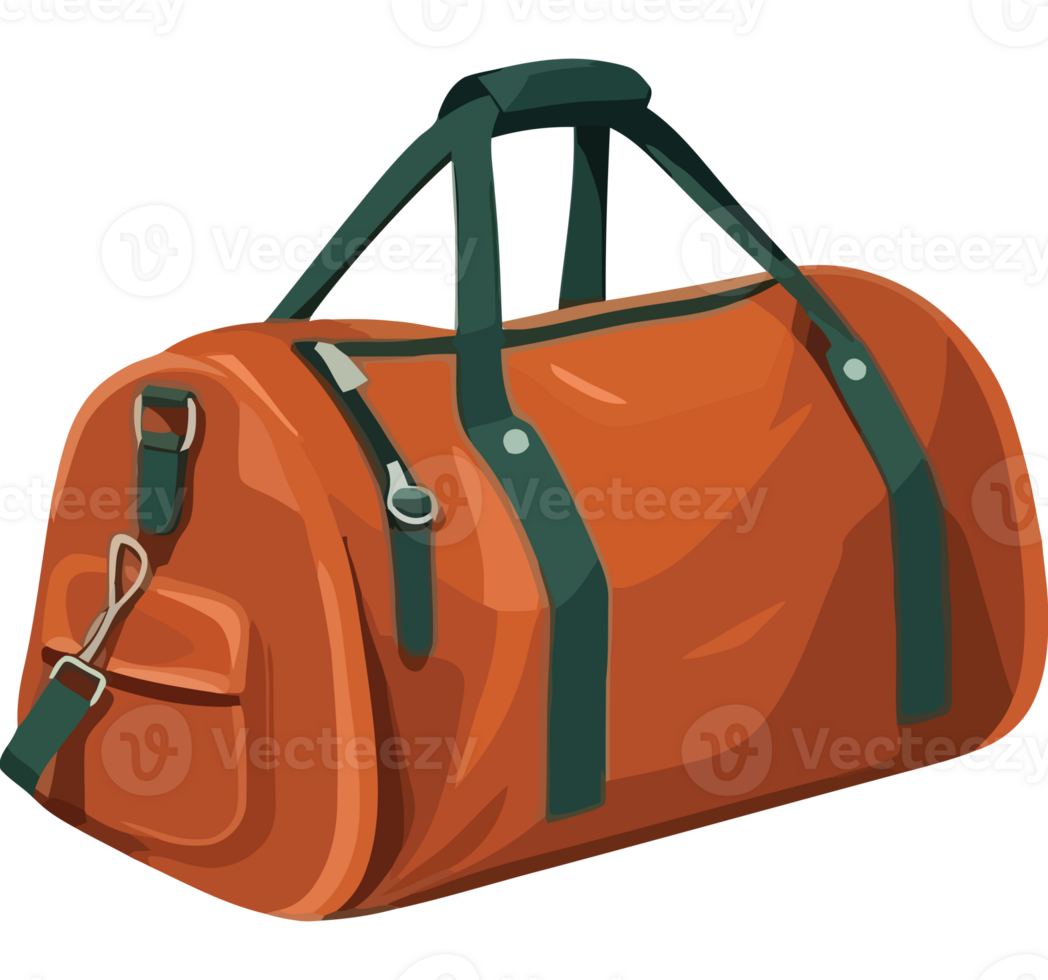 An orange duffel bag with straps png