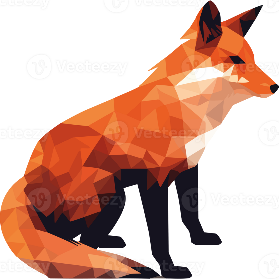 A fox is shown in a low polygonal style png