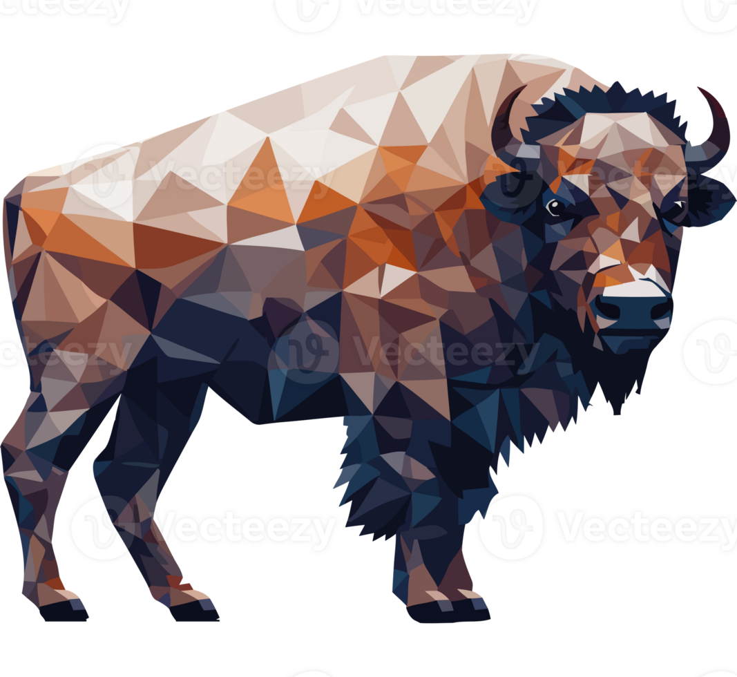 An abstract bison in low polygonal style png