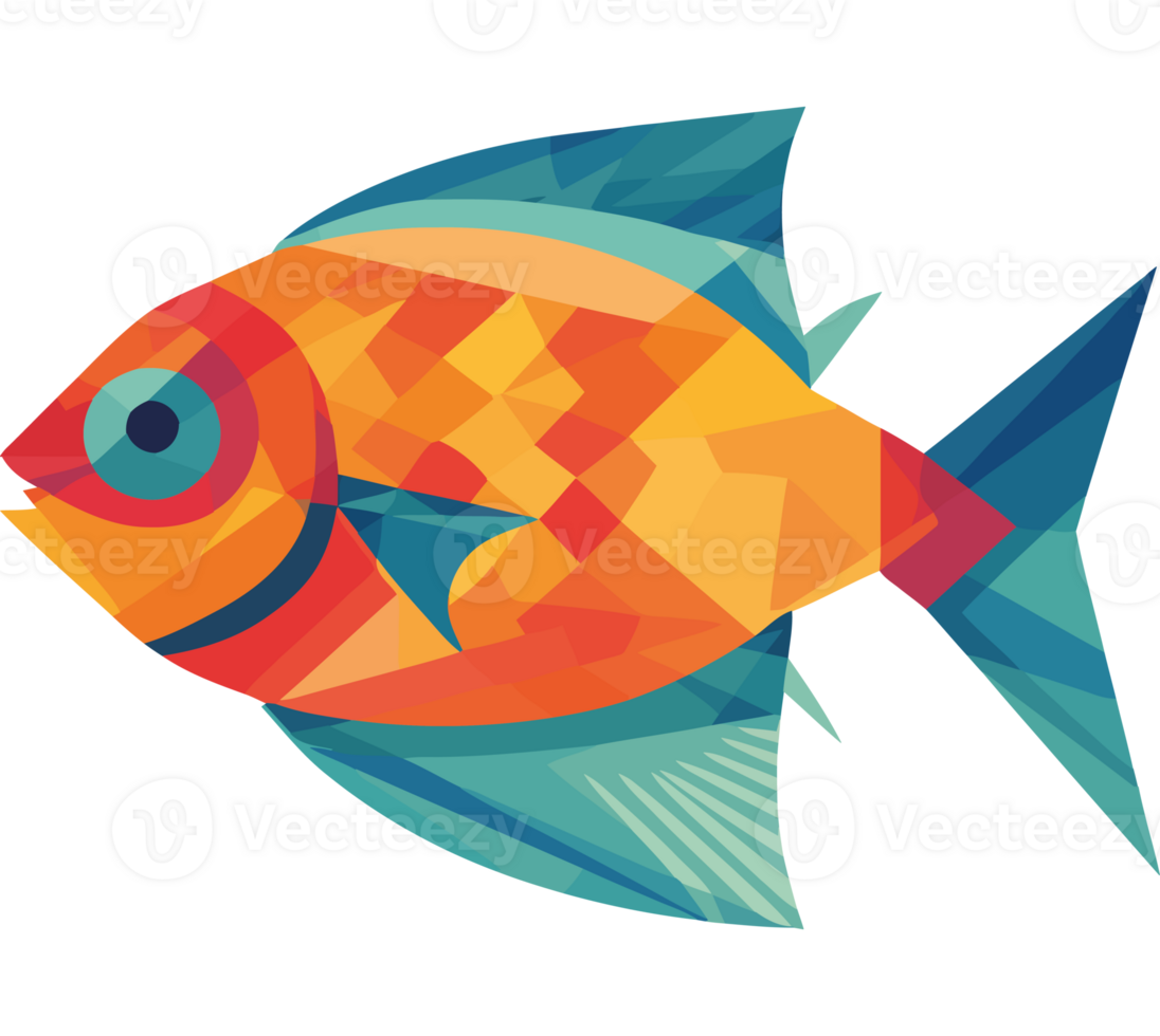 A colorful fish with a blue and orange body png