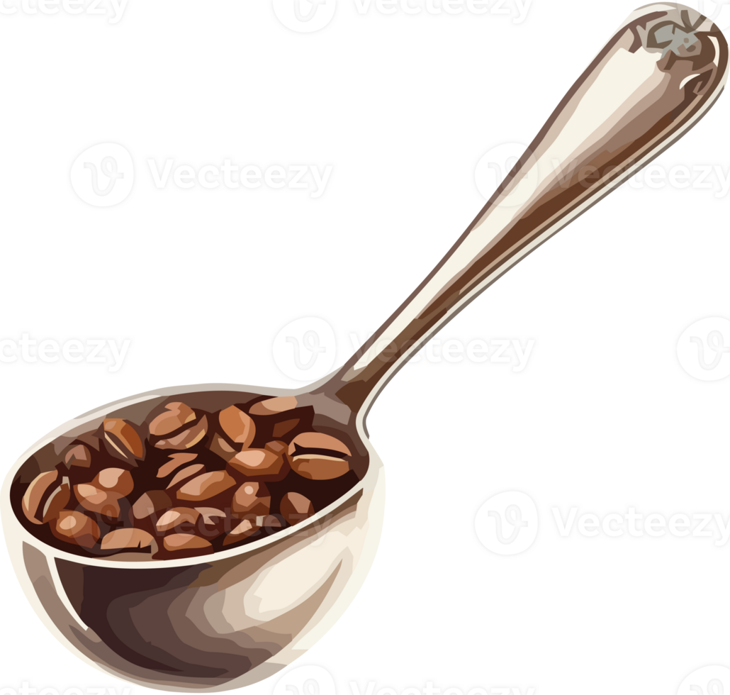 Coffee beans in a spoon png