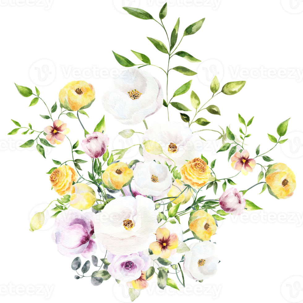 Stylish summer wedding bunch of flowers. png