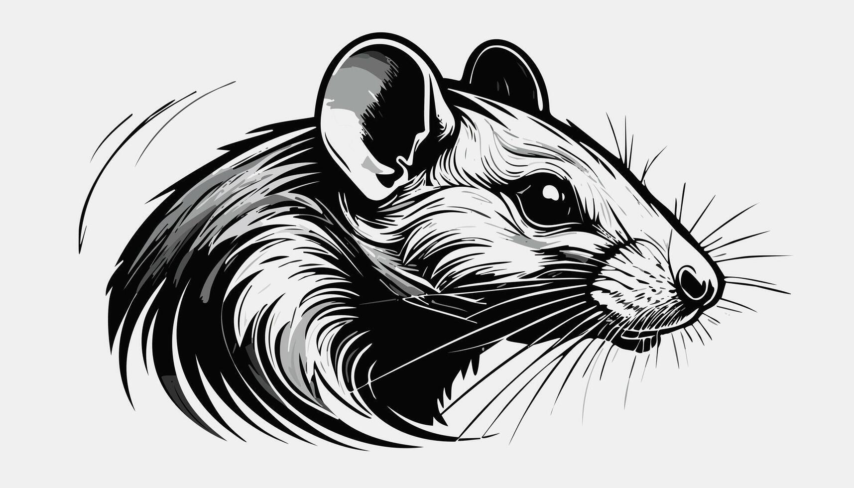 Rat Head Sketch Style - Animal Face Portrait Mammal vector