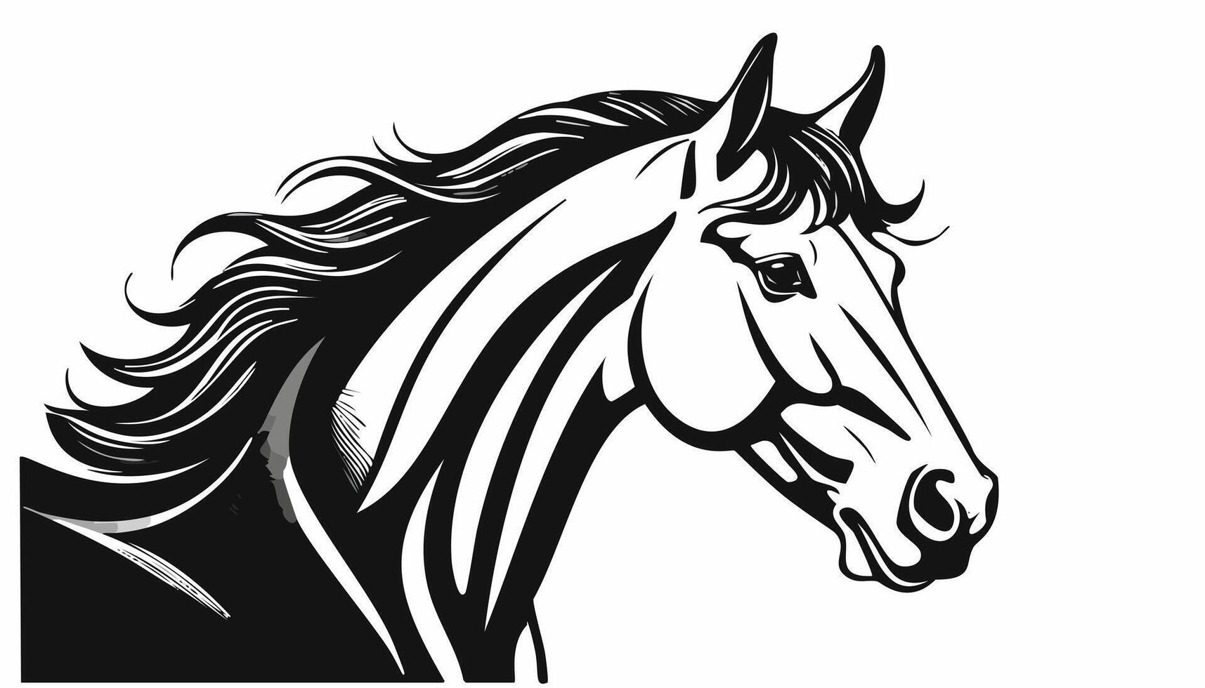 Horse Head Sketch Style - Animal Face Portrait Mammal vector