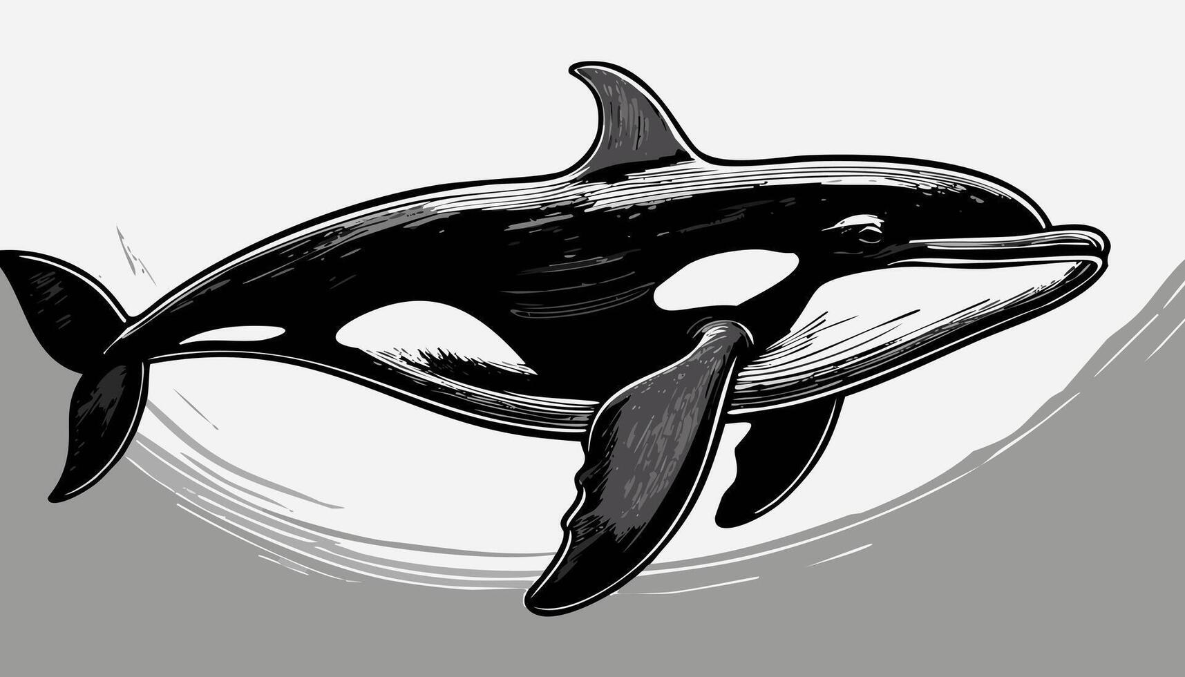 Orca Whale Fish Sketch Style Animal vector